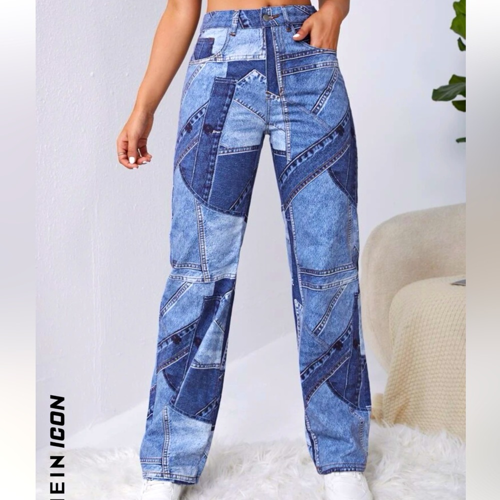 Patterned Patchwork Jeans - image 1